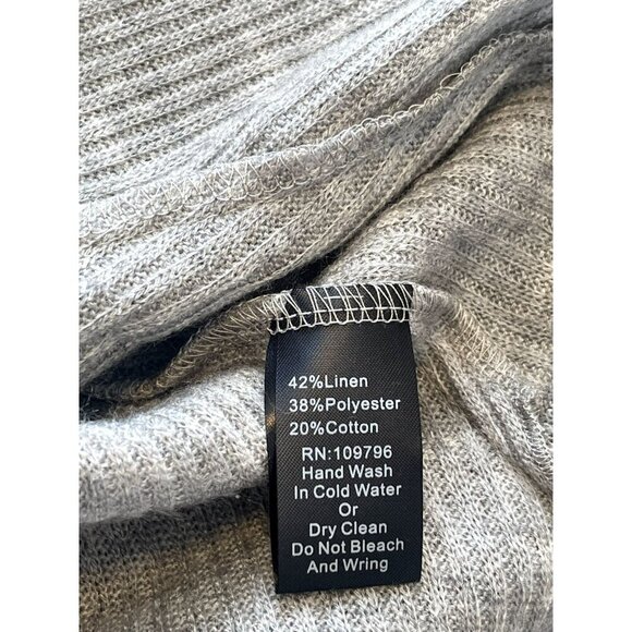 NWT Pretty Angel Long Sleeve Tunic Womens L Gray Crochet Lace Detail Linen Aline - Picture 3 of 6